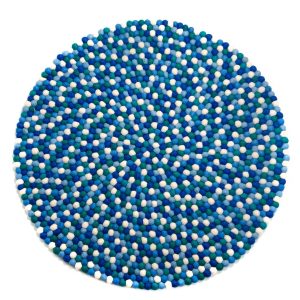Blue Shade Felt Ball Carpet Suitable for Indoor and Outdoor | Manufactured Using 100% Wool