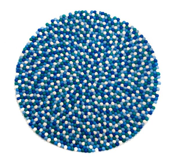 Blue Shade Felt Ball Carpet Suitable for Indoor and Outdoor | Manufactured Using 100% Wool