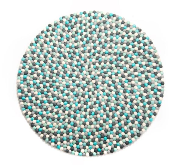 Blue Shade Felt Ball Carpet Suitable for Indoor and Outdoor | Manufactured Using 100% Wool - Image 4