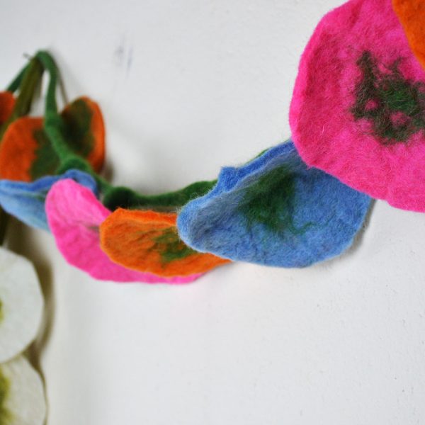 Wool Felt Twenty Flower Garland | Handmade Felt Garland - Image 3