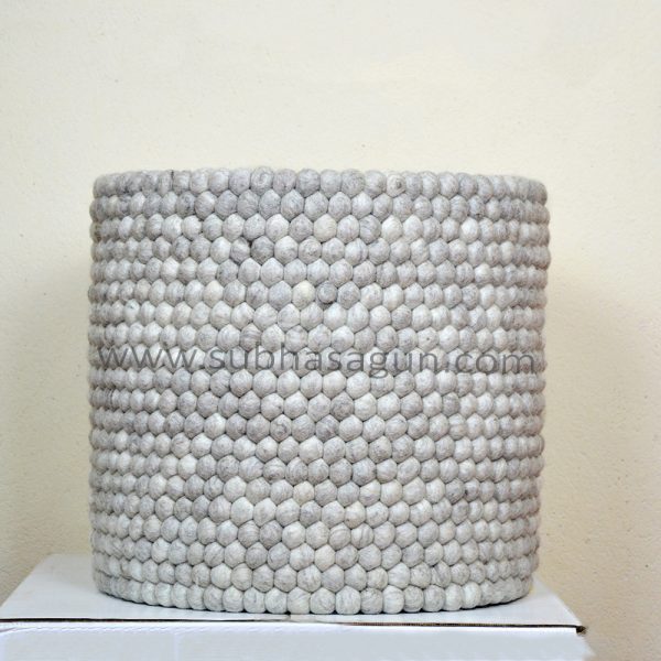 Gray Felt Ball Basket | Eco Friendly - Image 2