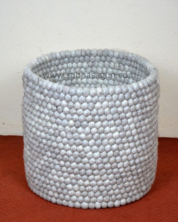 Gray Felt Ball Basket | Eco Friendly - Image 3