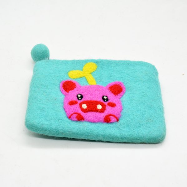 Pig Embroidered Wool Felt Coin Purse - Image 7