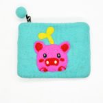 Pig Embroidered Wool Felt Coin Purse