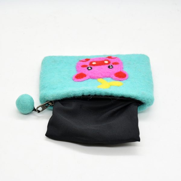 Pig Embroidered Wool Felt Coin Purse - Image 5