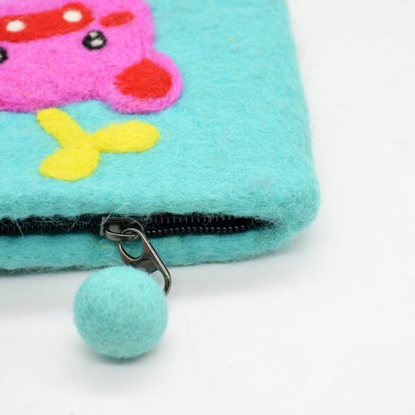 Pig Embroidered Wool Felt Coin Purse - Image 3