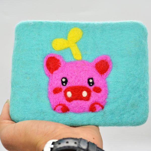 Pig Embroidered Wool Felt Coin Purse - Image 2