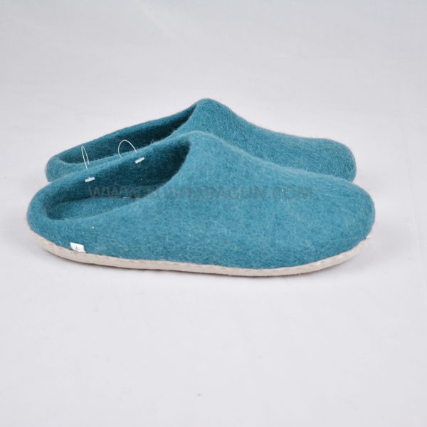 High Quality Felt Shoes | Teal Blue Wool Felt Slipper - Image 4