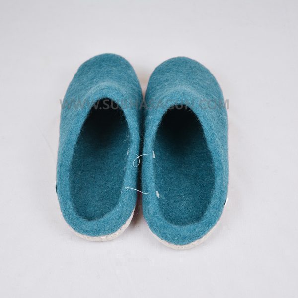 High Quality Felt Shoes | Teal Blue Wool Felt Slipper - Image 3