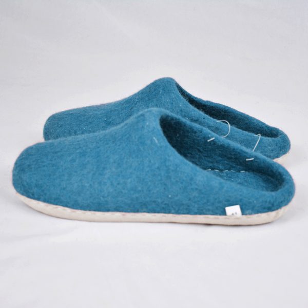 High Quality Felt Shoes | Teal Blue Wool Felt Slipper - Image 2