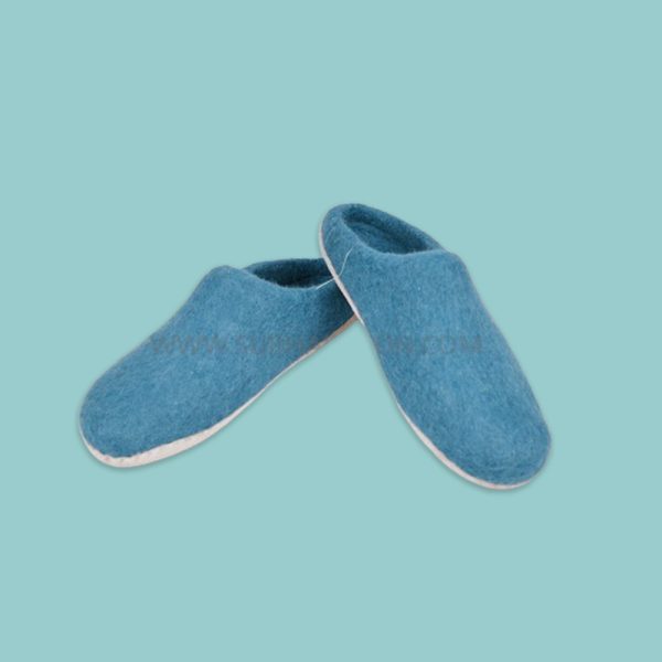 High Quality Felt Shoes | Teal Blue Wool Felt Slipper - Image 5