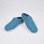 High Quality Felt Shoes | Teal Blue Wool Felt Slipper