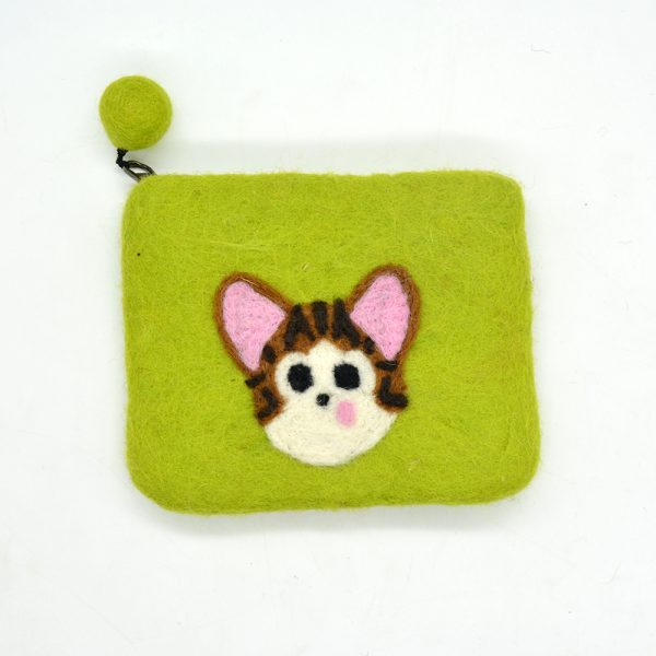 Cat Design Wool Felt Coin Purse