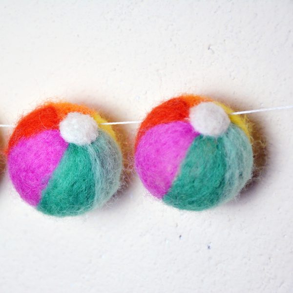 Wool Felt Beach Ball Garland | Summer Decorations - Image 2