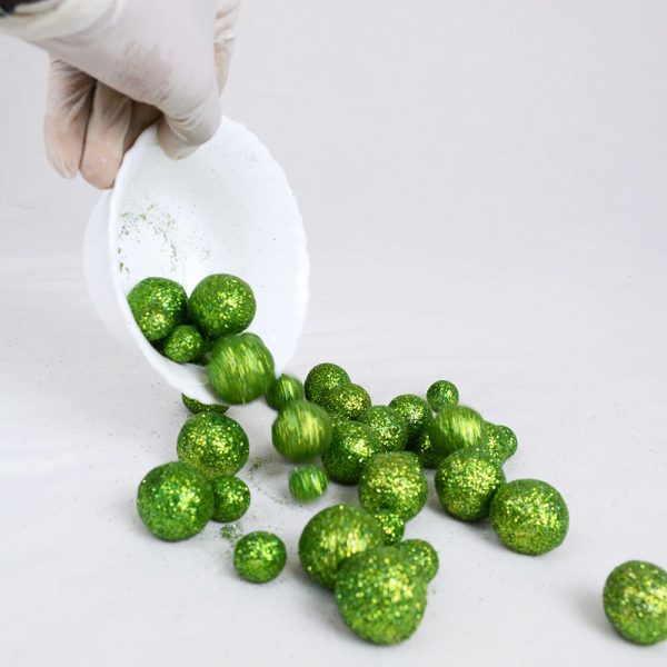 Natural 2.2cm Wool Felt Glitter Ball | Light Green - Image 2