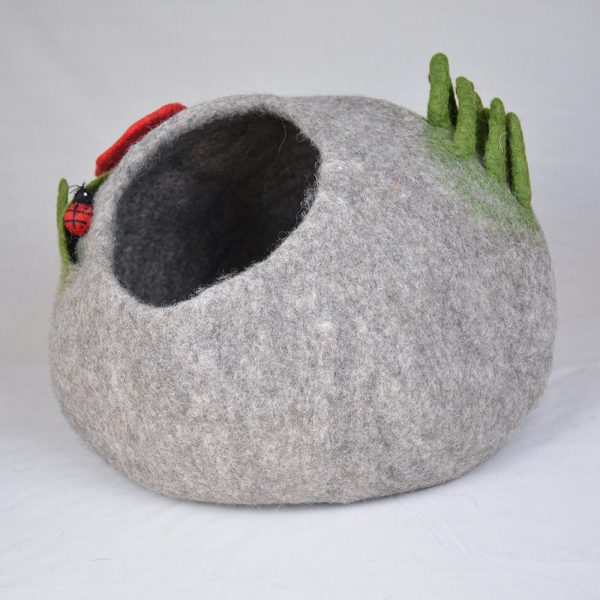 Natural Cat Cave with Mushroom, Lady Bug and Grass XL Size - Image 2