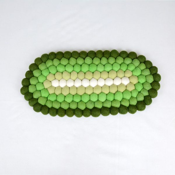 Wool Felt Ball Trivet | Handmade Oval Trivet