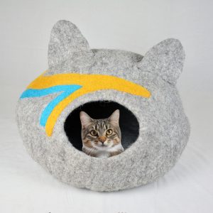 Spark Cat Cave | XL Natural Felt Cat Cave with ears