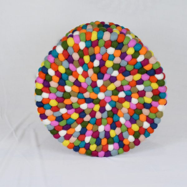 Felt Ball Round Shape Pouf (Muda) - Image 2