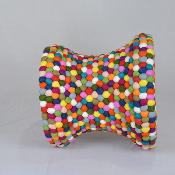 Felt Ball Round Shape Pouf (Muda) - Image 3