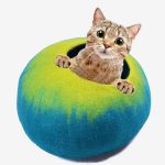 Blue and Grey plain XL Felt Cat Cave