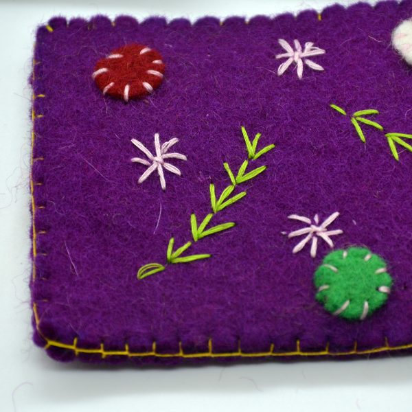 Purple Wool Felt Mobile Cover | Handmade - Image 3