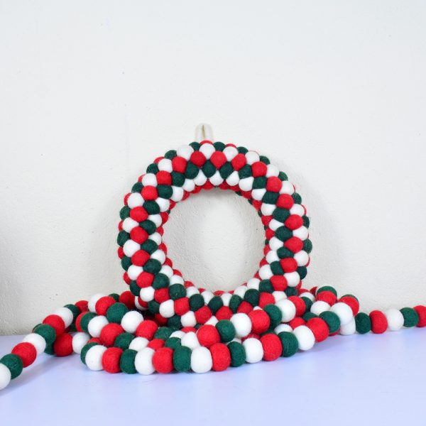 Felt Ball Wreath for Christmas | Handmade Wreath - Image 2