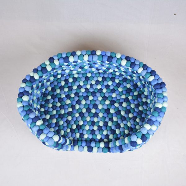 Blue Wool Felt Ball Dog Bed - Image 2