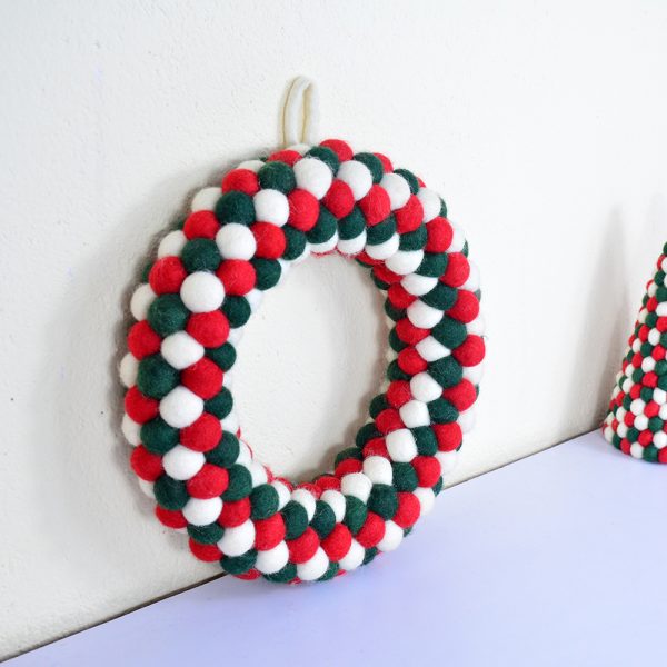 Felt Ball Wreath for Christmas | Handmade Wreath - Image 4