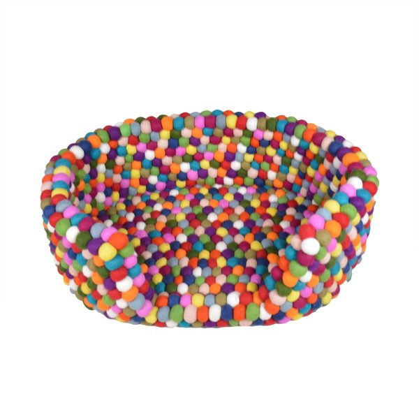 Multicolor Wool Felt Ball Dog Bed - Image 3