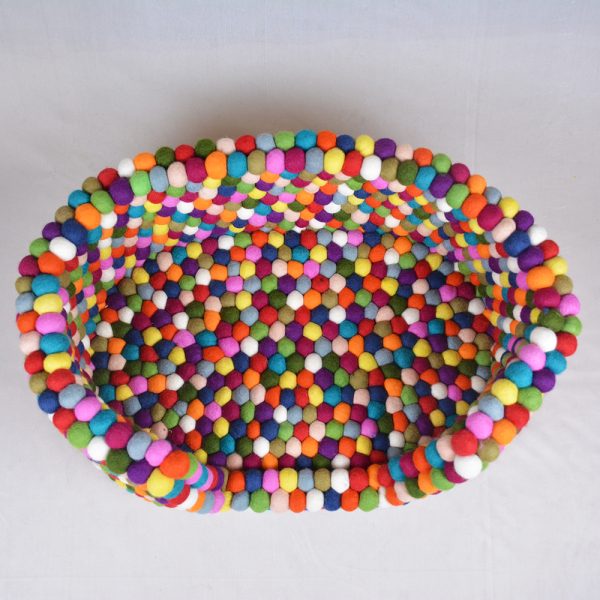 Multicolor Wool Felt Ball Dog Bed - Image 2