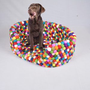 Multicolor Wool Felt Ball Dog Bed
