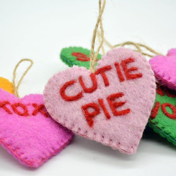 Felt Heart Ornaments for Valentine | Handmade Heart Ornaments