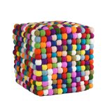 Multicolor Rectangular Felt Ball Pouf