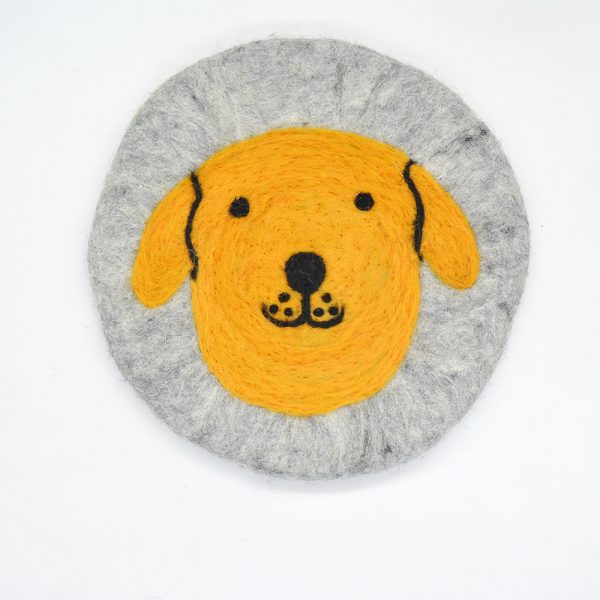 Natural Wool Felt Trivet | Dog Design Round Trivet - Image 8