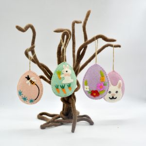 Decorated Felt Easter Eggs | Set of Handmade Easter Balls