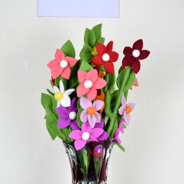 DIY Crafted Felt Flowers Bouquet | Colorful Handmade Flowers - Image 3