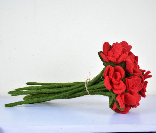 Set of Felt Flowers for Valentine | Handmade Red Flowers Bouquet - Image 2