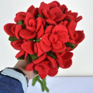 Set of Felt Flowers for Valentine | Handmade Red Flowers Bouquet