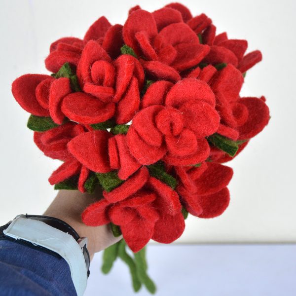 Set of Felt Flowers for Valentine | Handmade Red Flowers Bouquet