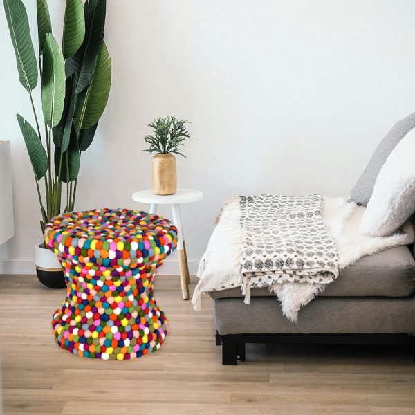 Felt Ball Round Shape Pouf (Muda) - Image 4