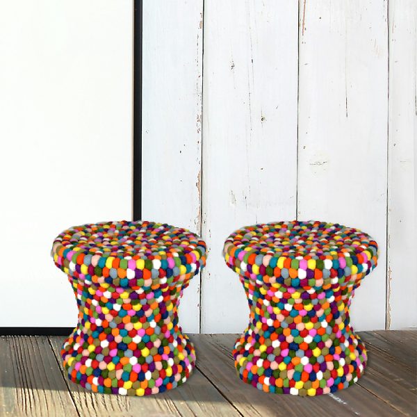 Felt Ball Round Shape Pouf (Muda) - Image 5