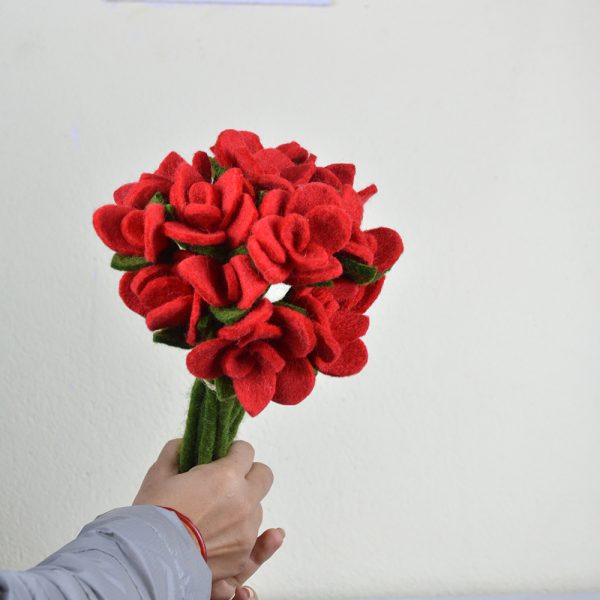 Set of Felt Flowers for Valentine | Handmade Red Flowers Bouquet - Image 4