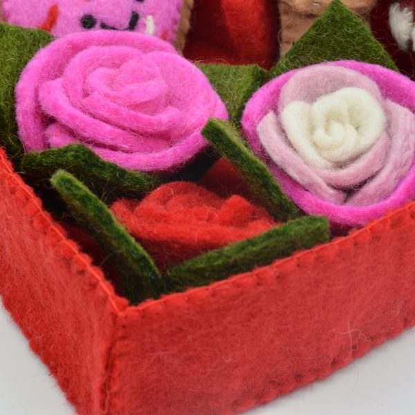 Felt Crafted Gift Box | Teddy Bears, Roses, and a Heart Shaped Cookie - Image 3