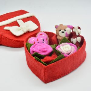 Felt Crafted Gift Box | Teddy Bears, Roses, and a Heart Shaped Cookie