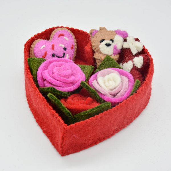 Felt Crafted Gift Box | Teddy Bears, Roses, and a Heart Shaped Cookie - Image 6