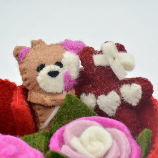 Felt Crafted Gift Box | Teddy Bears, Roses, and a Heart Shaped Cookie - Image 5