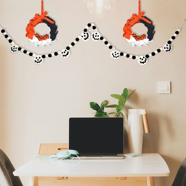 Felt Ball and Skull Face Garland for Halloween Decoration - Image 4