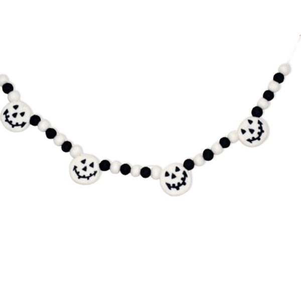 Felt Ball and Skull Face Garland for Halloween Decoration