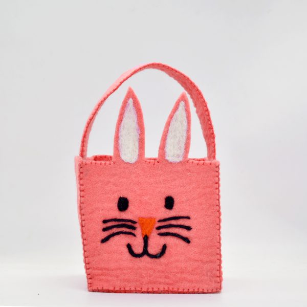 Bunny Design Wool Felt Easter Basket | Handmade Basket - Image 4